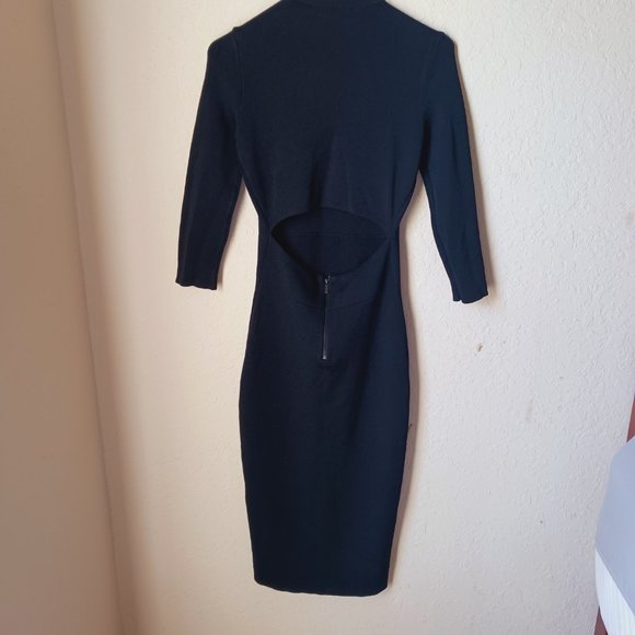 Black Rachel Roy midi dress with open back cut out. - Picture 7 of 8